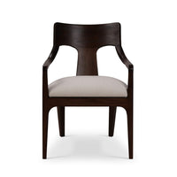 Front view of mid-century dining armchair.