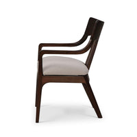 Side view of mid-century dining armchair.