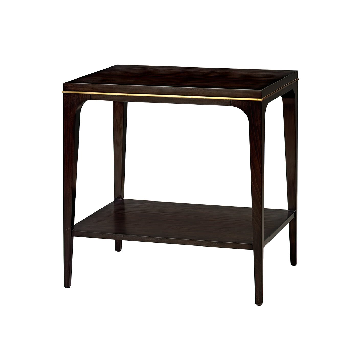 Elegant dark wood mid-century end table, side view.