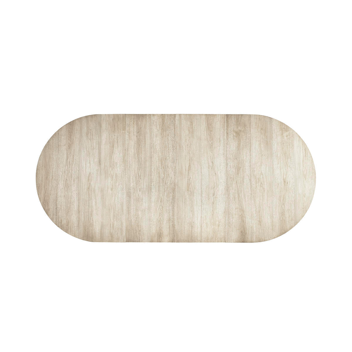 Top view of extended dining table, oval shape.