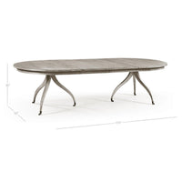 Dimensions of mid-century dining table with measurements shown.