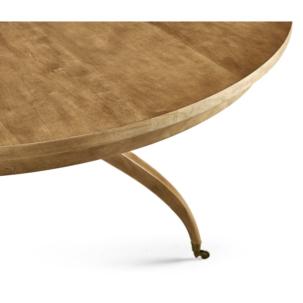 Close-up of dining table edge and single leg.