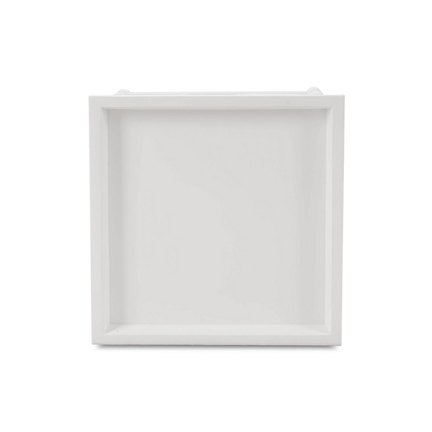 Mid-century white accent table top view.
