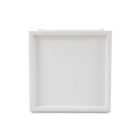 Mid-century white accent table top view.