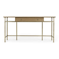 Front view of a mid-century desk with drawer.