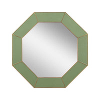 Green octagonal leather mirror front view.