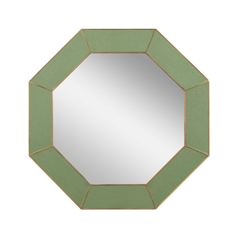 Mid Century Green Octagonal Leather Mirror