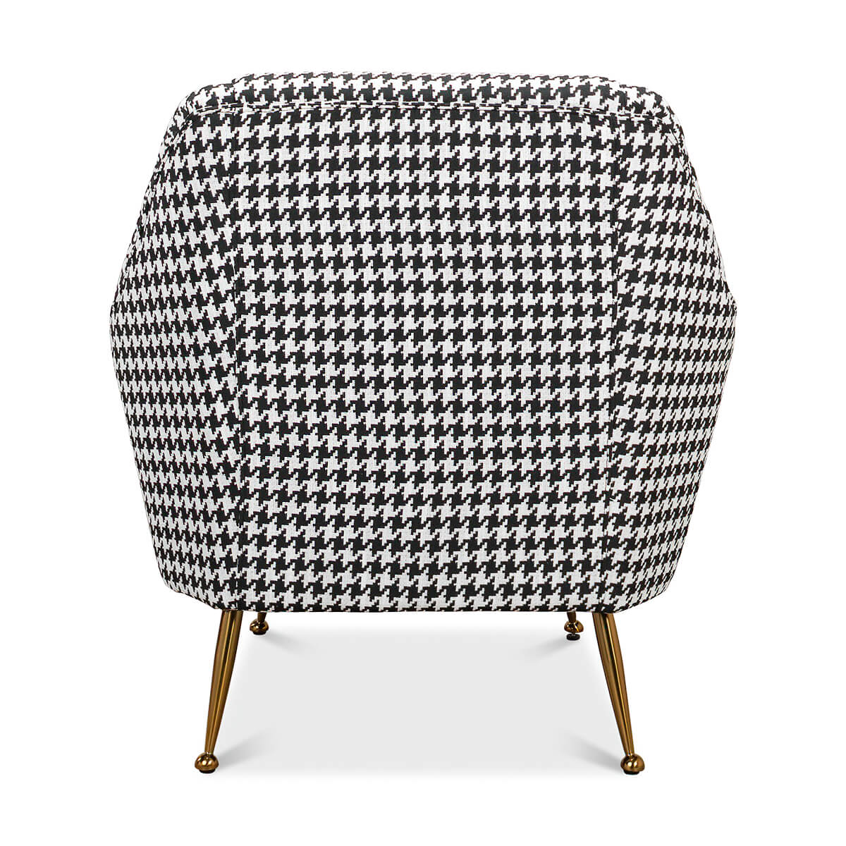 Back view of houndstooth accent armchair.
