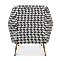 Back view of houndstooth accent armchair.
