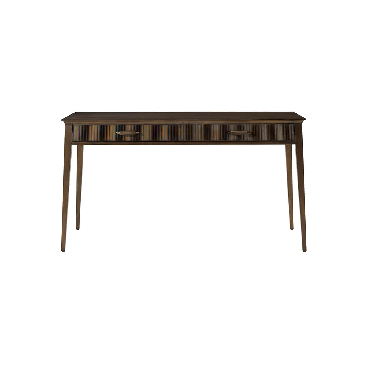 Front view of mid-century inspired writing desk.