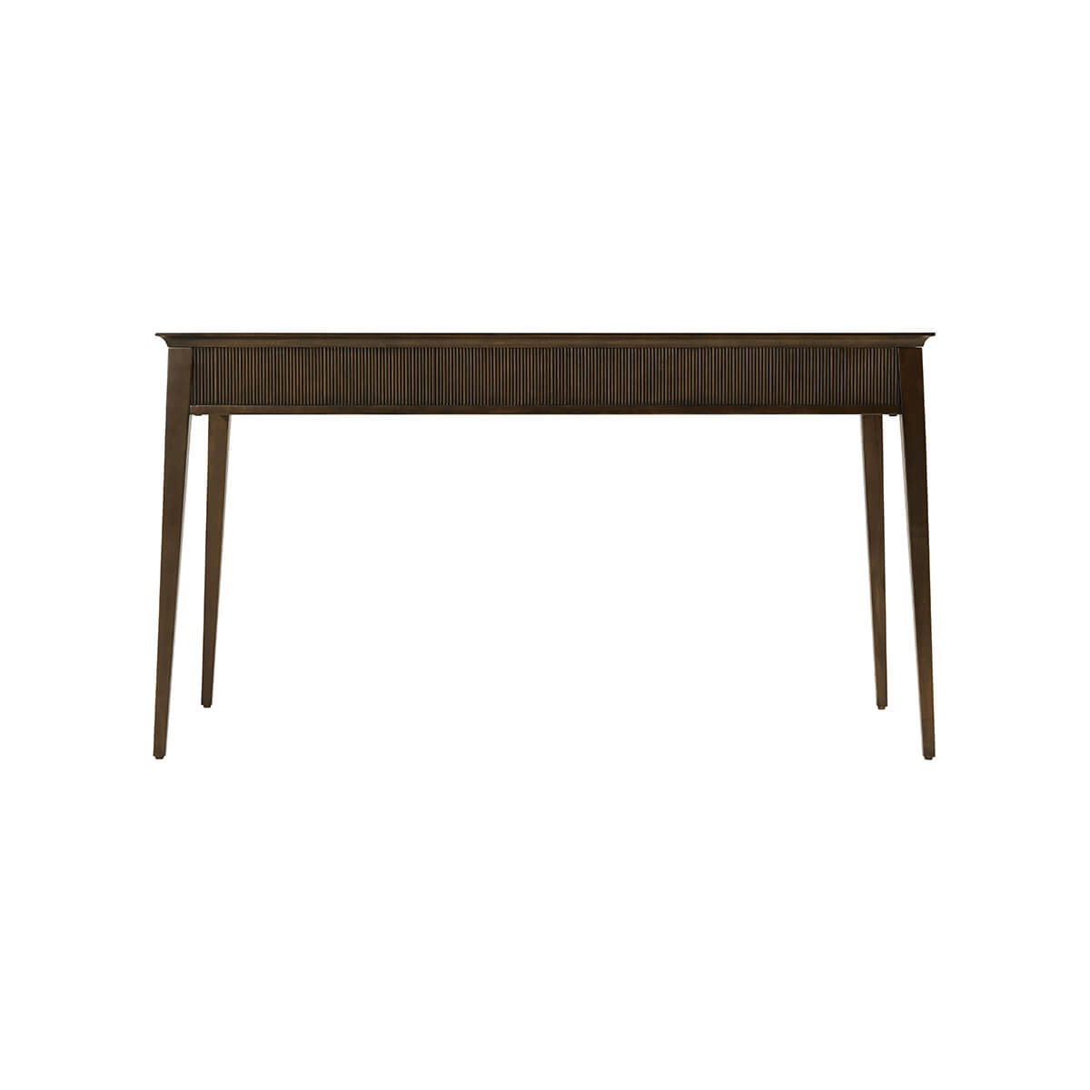 Back view of mid-century inspired writing desk.