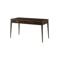 Mid-century inspired writing desk, angled front view.