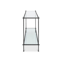 Side view of console table, showing structure.