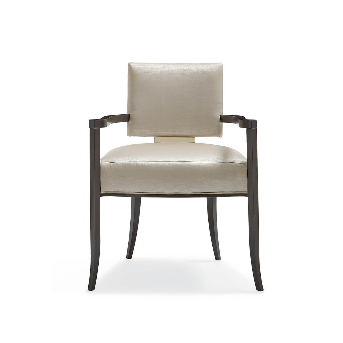 Mid Century Klismos dining armchair, straight front view.