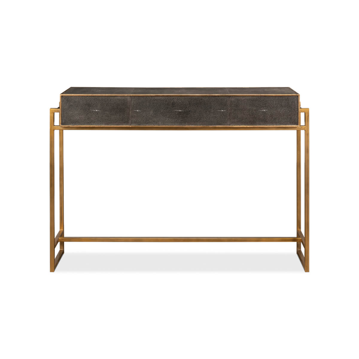 Console table, rear view with closed drawers.
