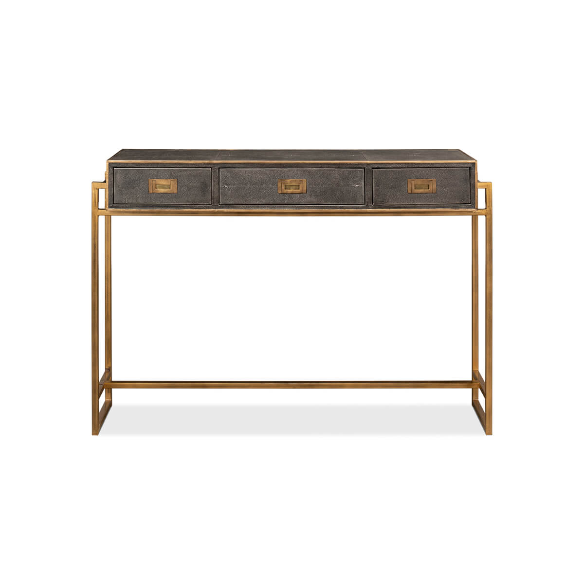 Console table, front view with closed drawers.