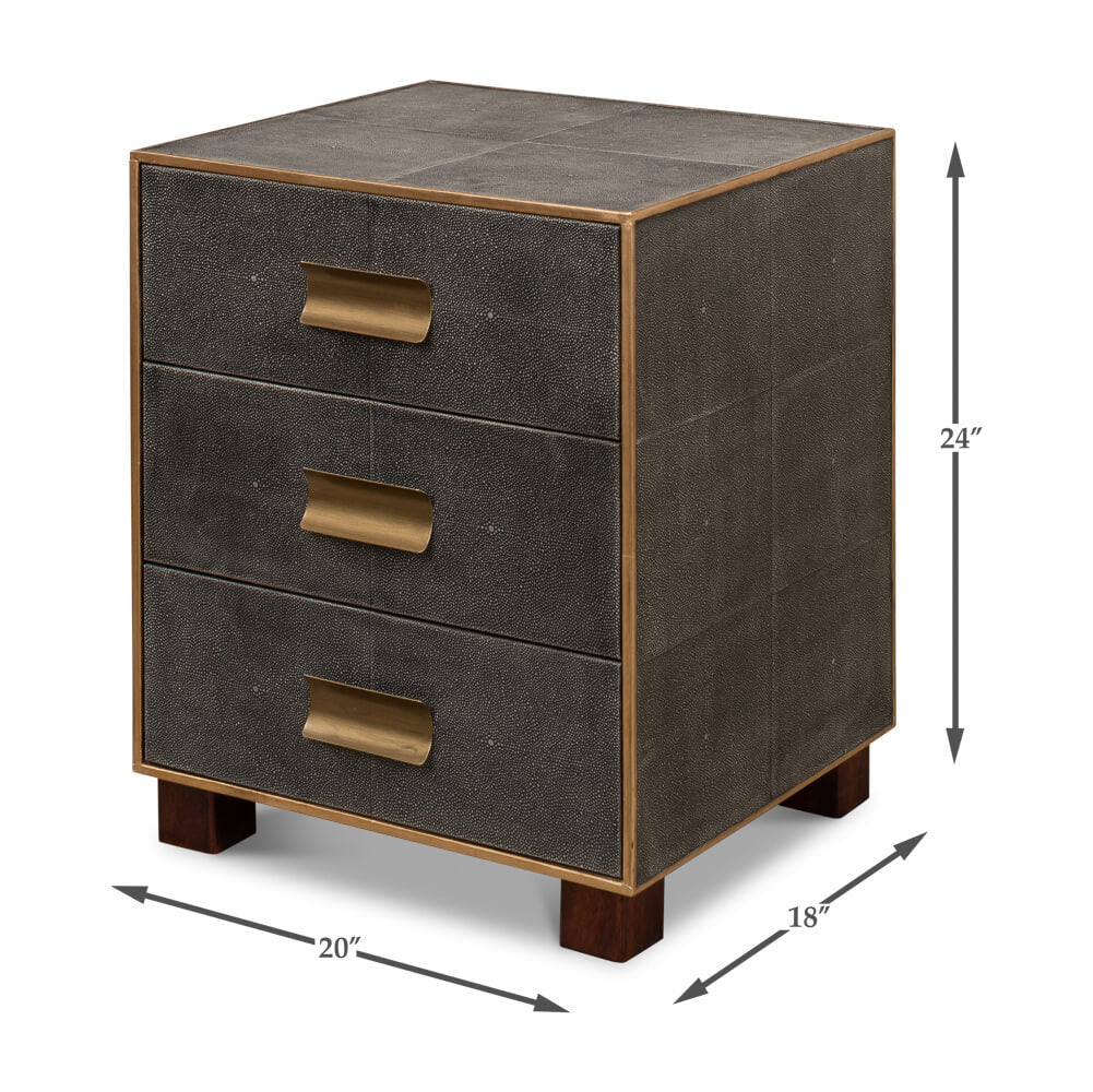 Dimensions diagram gray leather mid-century side table