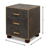 Dimensions diagram gray leather mid-century side table