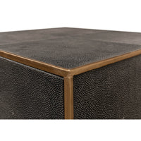 Close-up corner and texture gray leather side table