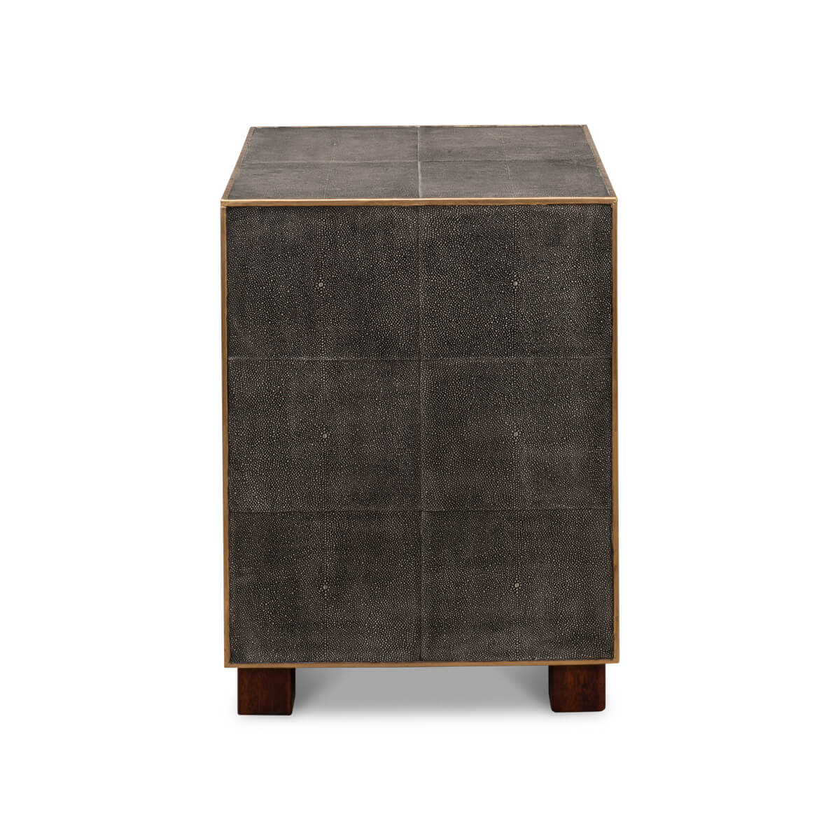 Side view gray leather mid-century side table