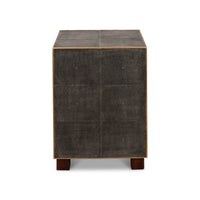 Side view gray leather mid-century side table