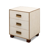 Mid-century leather side table, angled view.