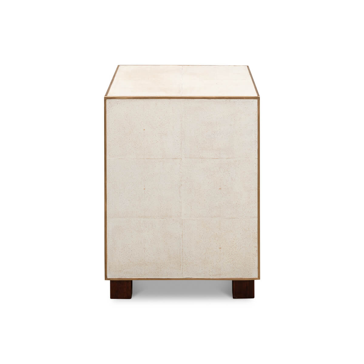 Side profile of leather side table.