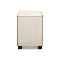 Side profile of leather side table.
