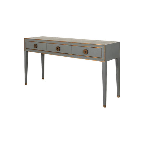 Mid Century Leather Wrapped Console