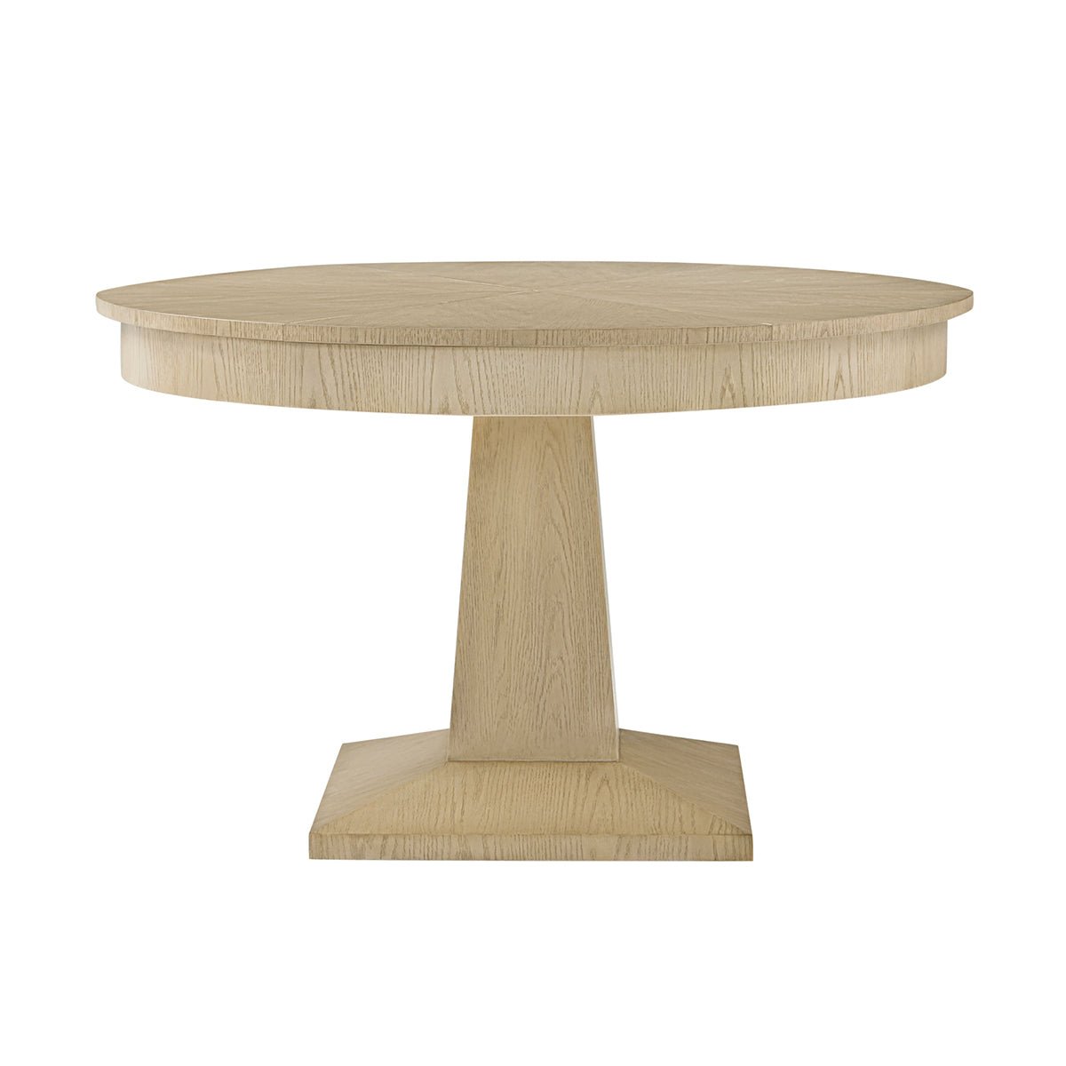 Oak dining table, front view.