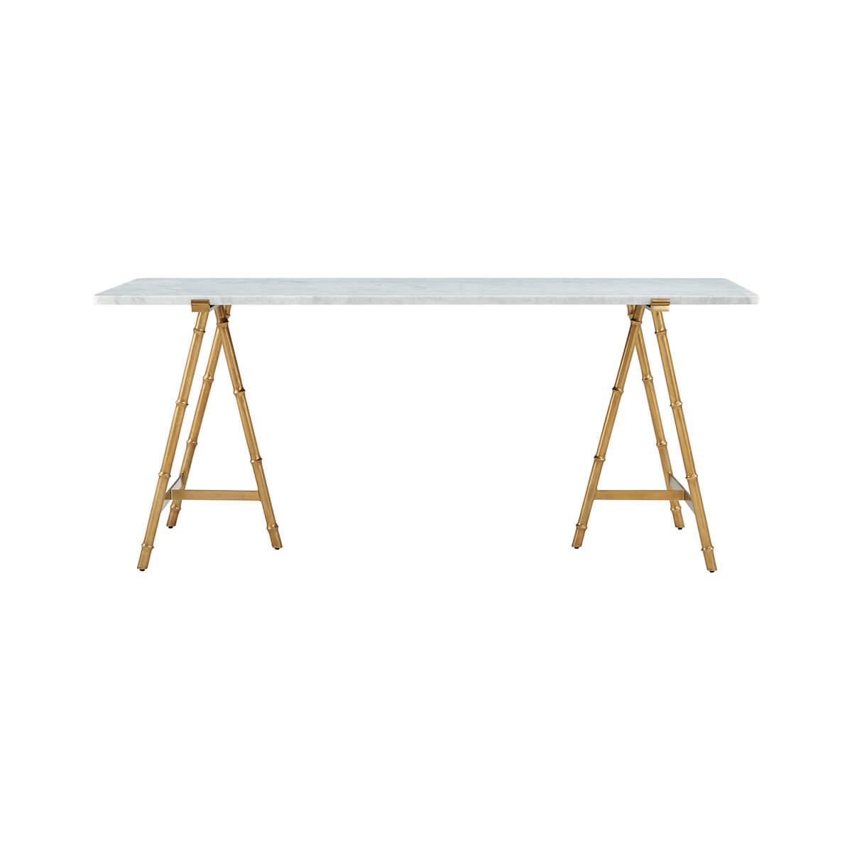 Mid-century writing table, straight-on side view.