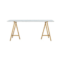 Mid-century writing table, straight-on side view.