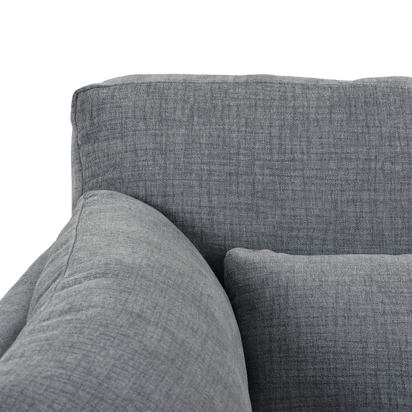 Close-up of mid-century sofa corner detail.