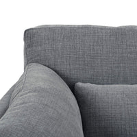 Close-up of mid-century sofa corner detail.