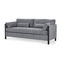 Mid-century gray sofa, another side angled view.