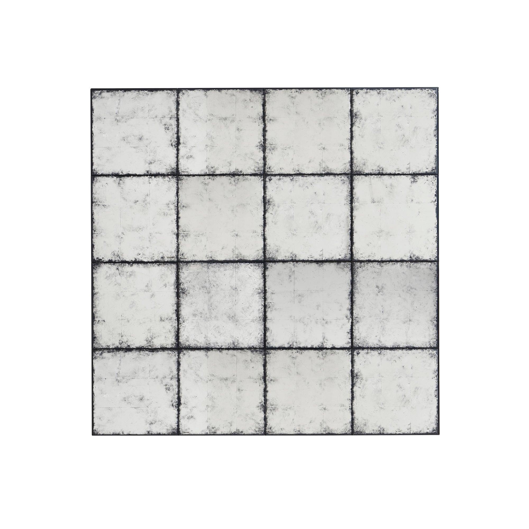 Top view, mirrored cocktail table, grid pattern.