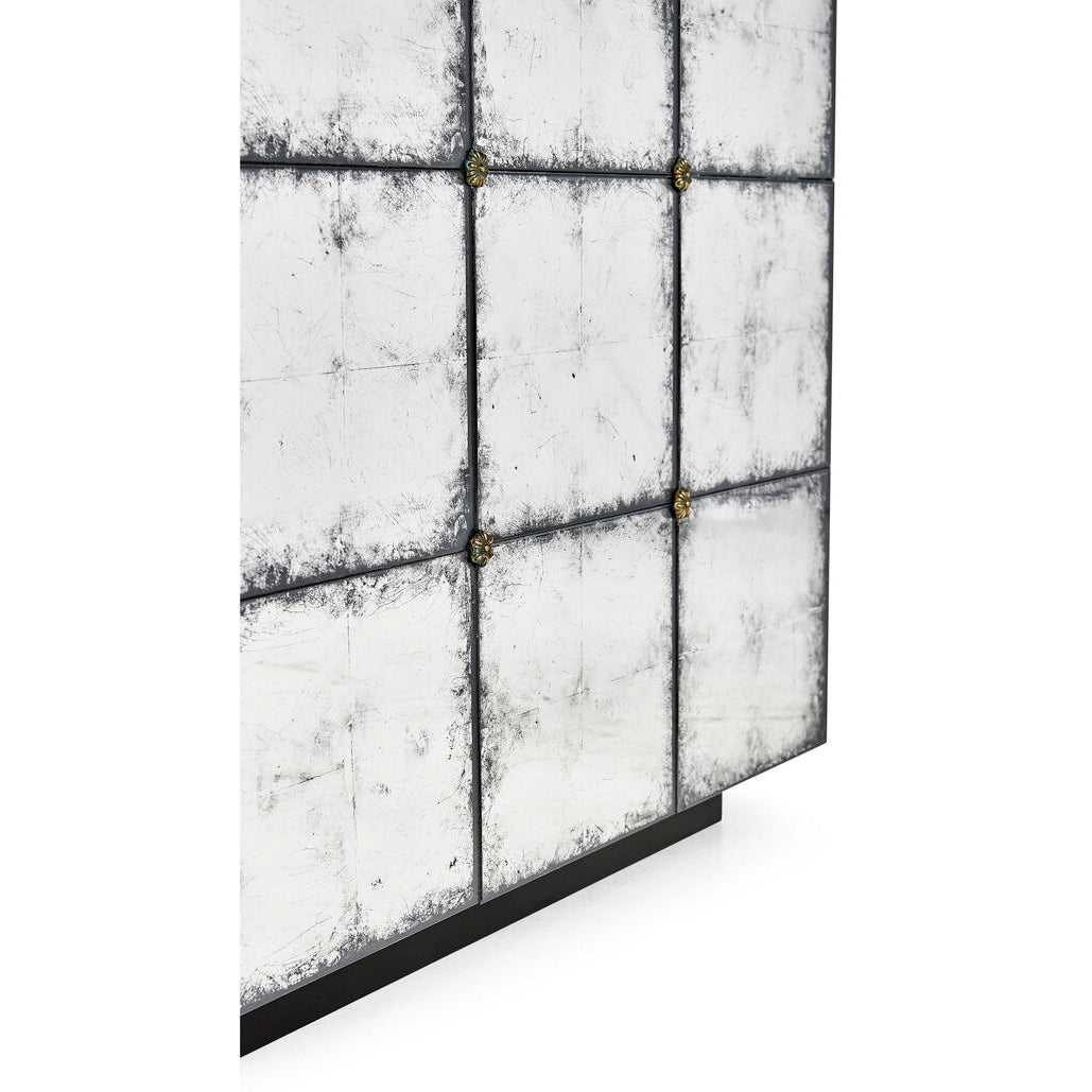 Side view showcasing mirrored end table design.