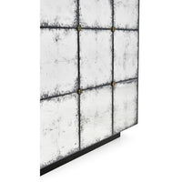 Side view showcasing mirrored end table design.