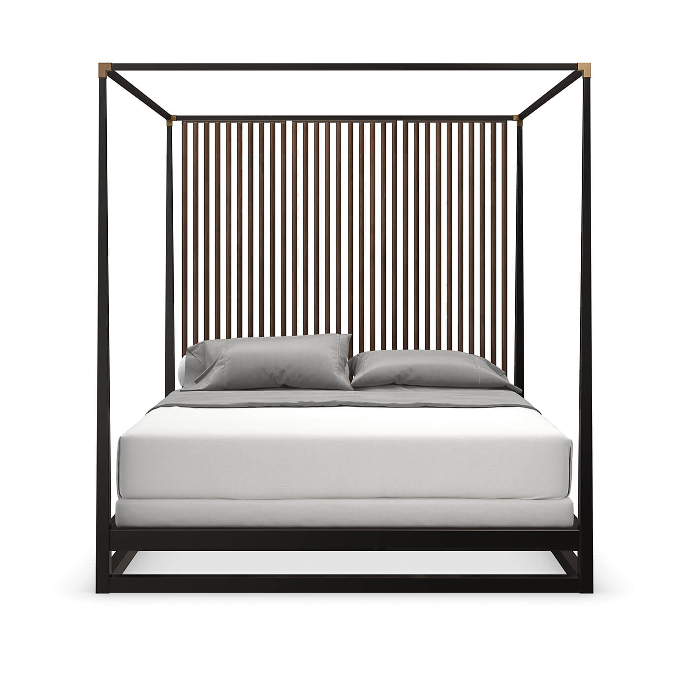 Front view, mid-century modern canopy bed.