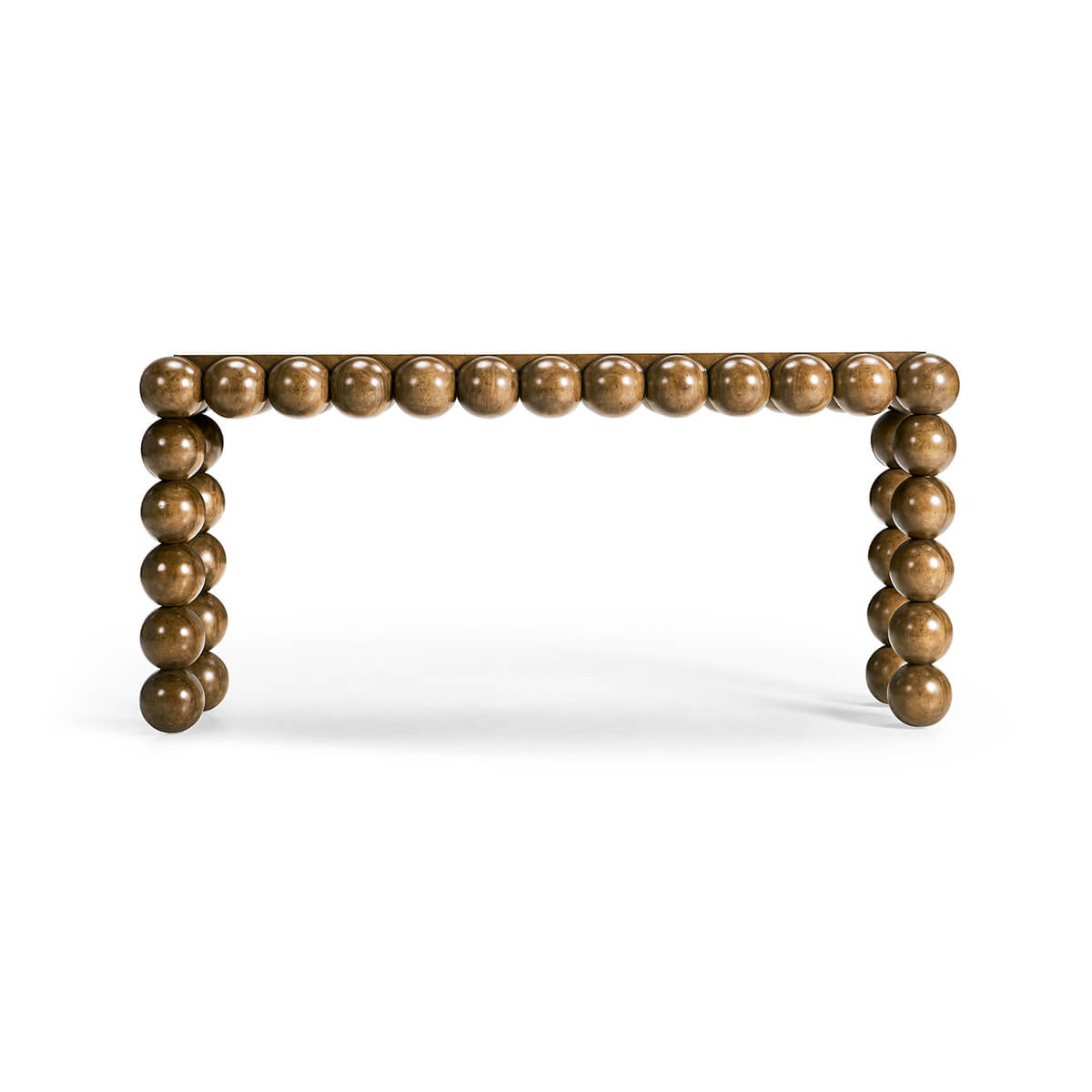 Front view of mid-century modern console table.