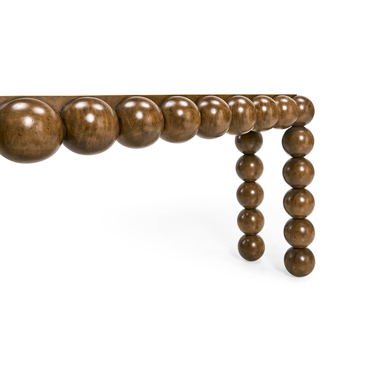 Side angle of console table showcasing leg design.