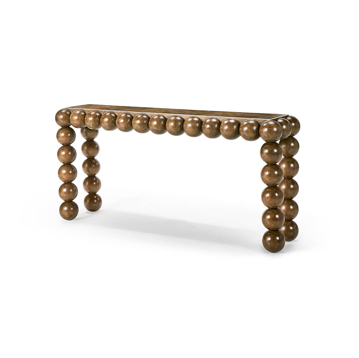 Mid-century modern console table angled view.