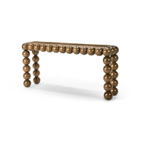 Mid-century modern console table angled view.