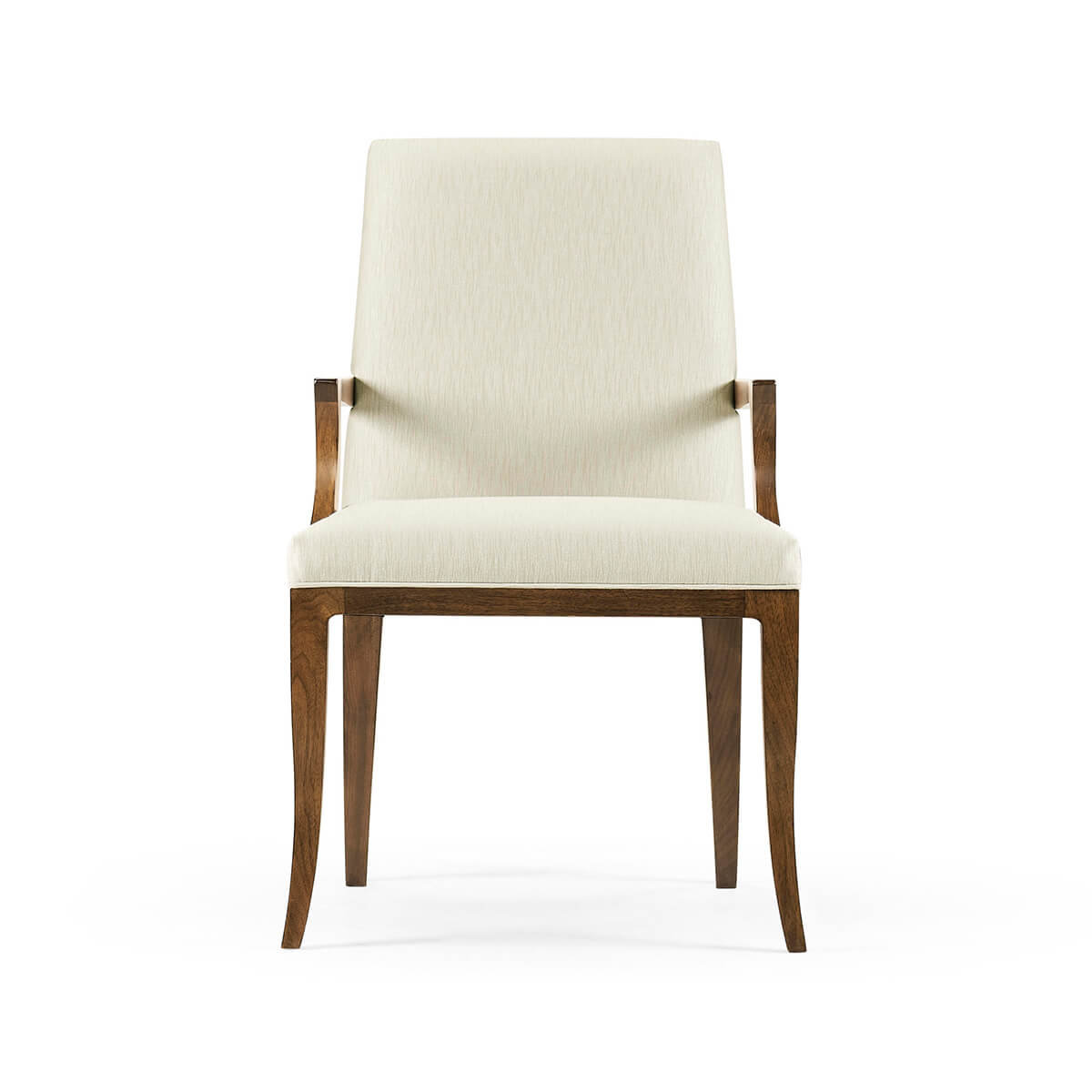 Mid-century modern dining armchair, front view.