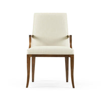 Mid-century modern dining armchair, front view.