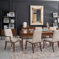 Mid-century modern dining chairs in elegant dining room.