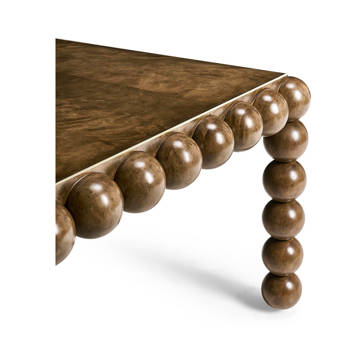 Detailed corner view of mid century dining table.