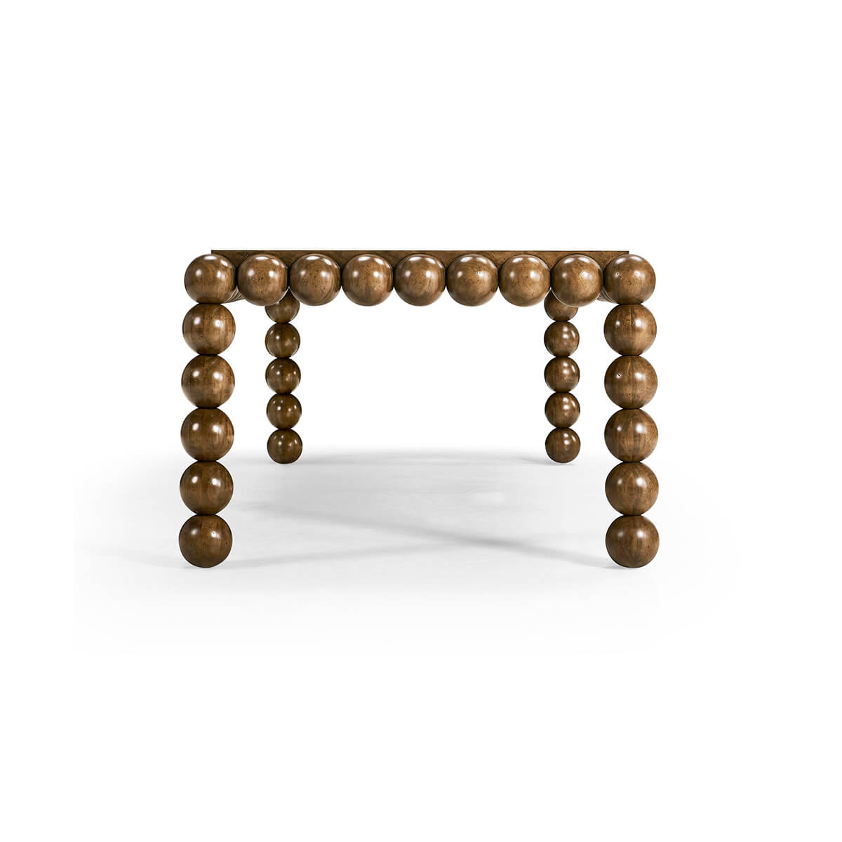 Side perspective of mid century dining table structure.