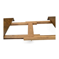 Extending mechanism of mid-century modern dining table.