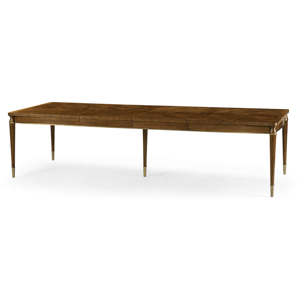 Extended mid-century modern dining table, angled view.